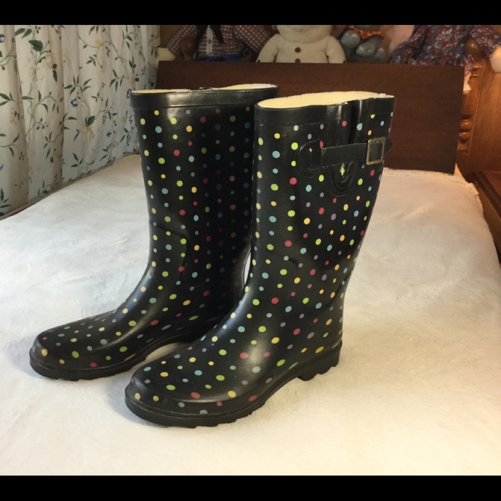 Merona polka dot rubber boots